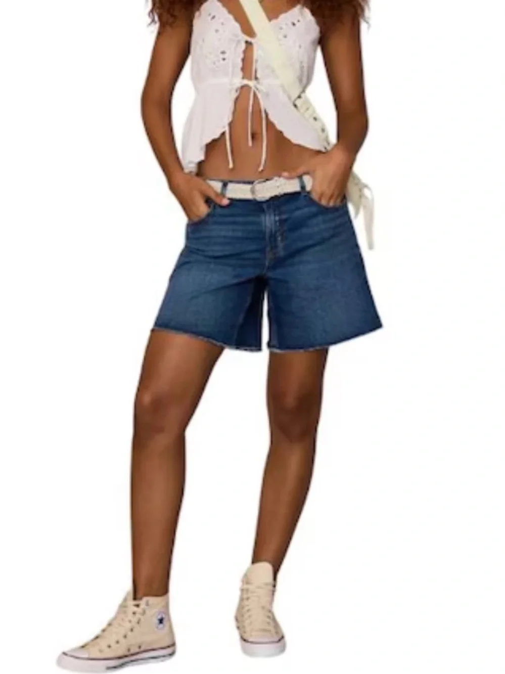 American Eagle 16 NWT Baggy Denim Shorts Women's Low-Rise Stretch 2025